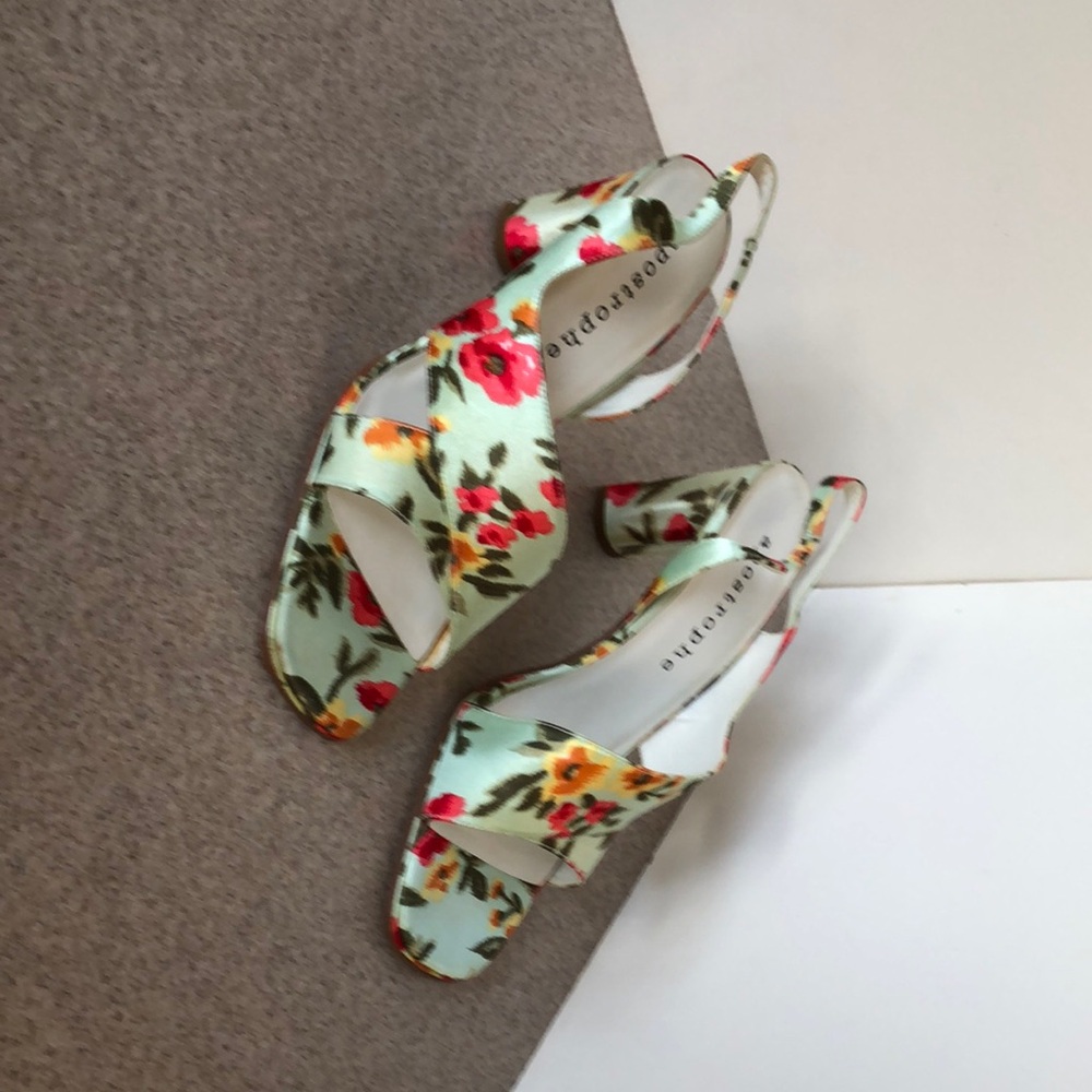 Apostrophe Red and Yellow Heels with Chunky Block Heel